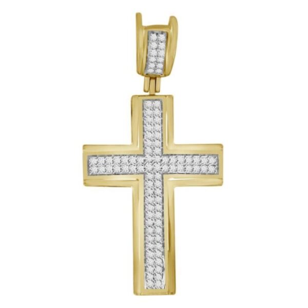 MEN’S CROSS 1 3 CT ROUND DIAMOND 10K YELLOW GOLD