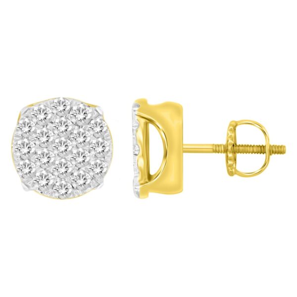 MEN’S EARRINGS 3 4 CT ROUND DIAMOND 10K YELLOW GOLD